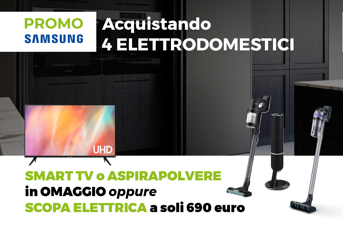 Offerta Cucine Arredo3 2025 - Con Cucina completa con elettrodomestici Samsung Aspirapolvere o TV 4K UHD 55 pollici in Omaggio