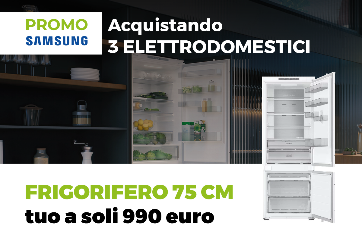 Offerta Cucine Arredo3 2025 - Con Cucina completa con elettrodomestici SAMSUNG Frigorifero total no frost da 75 cm a prezzo speciale.