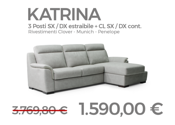 Divano 3 posti con chaise longue Katrina CuboRosso Sconto Speciale 62% - Promo Divani Summer 2024