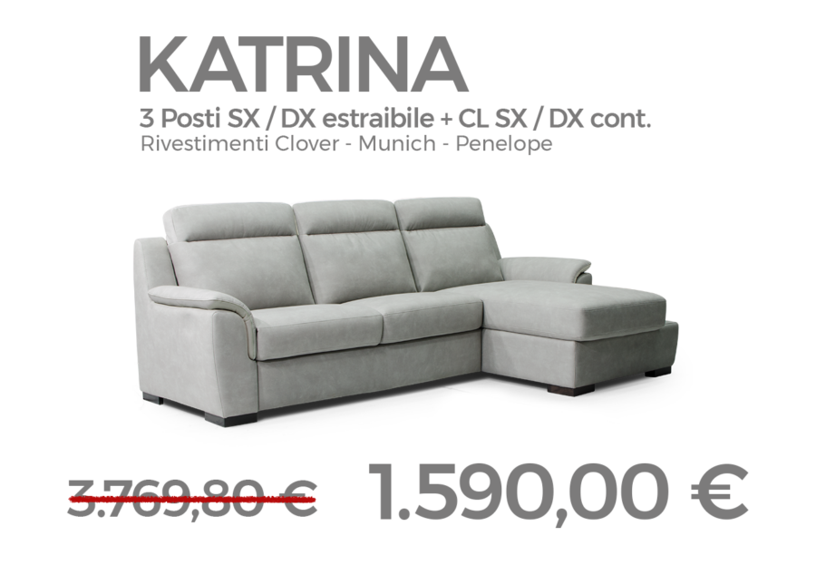 Divano 3 posti con chaise longue Katrina CuboRosso Sconto Speciale 62% - Promo Divani Summer 2024