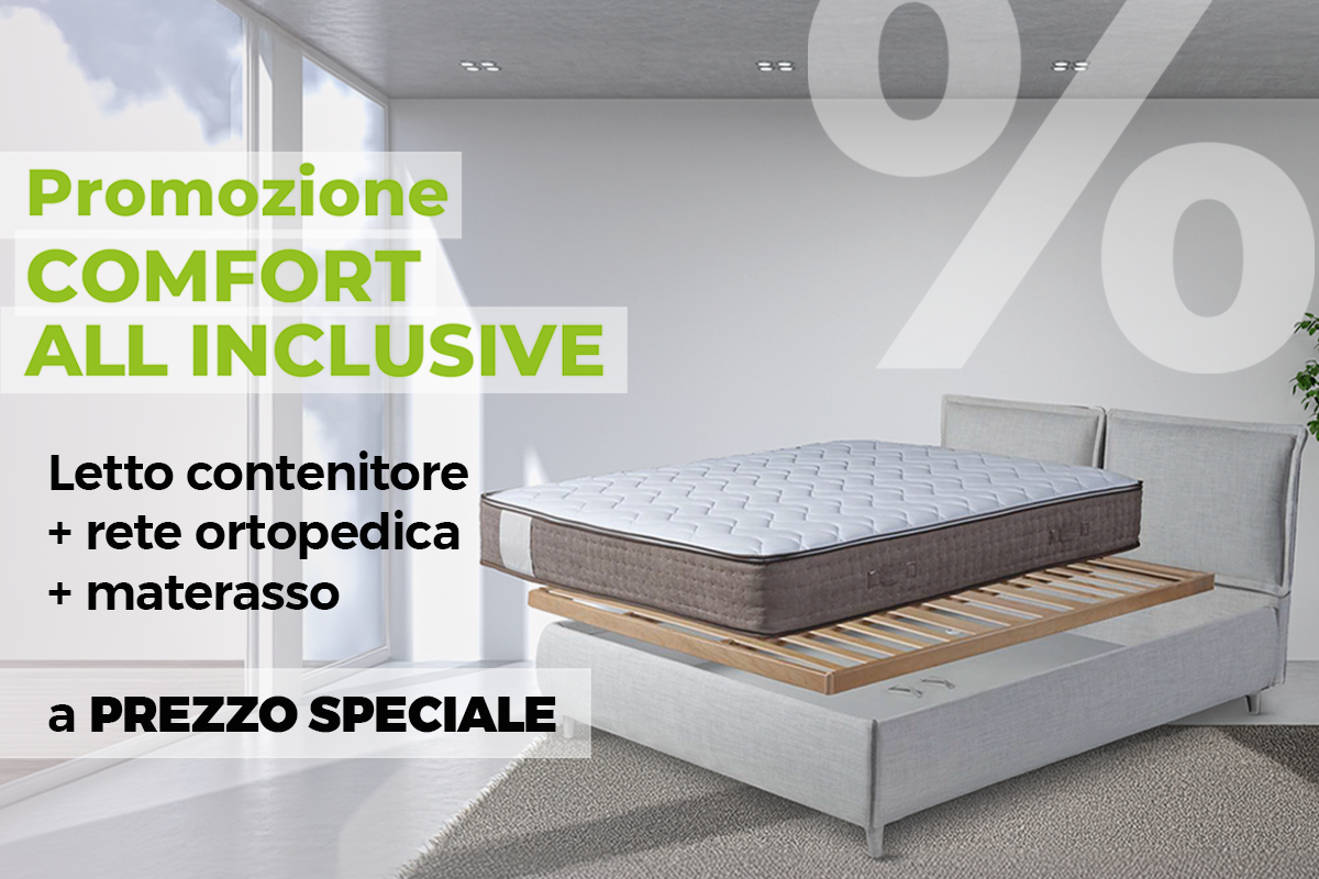 Letto matrimoniale con Contenitore + Rete Ortopedica + Materasso in Memory con uno sconto di € 850!