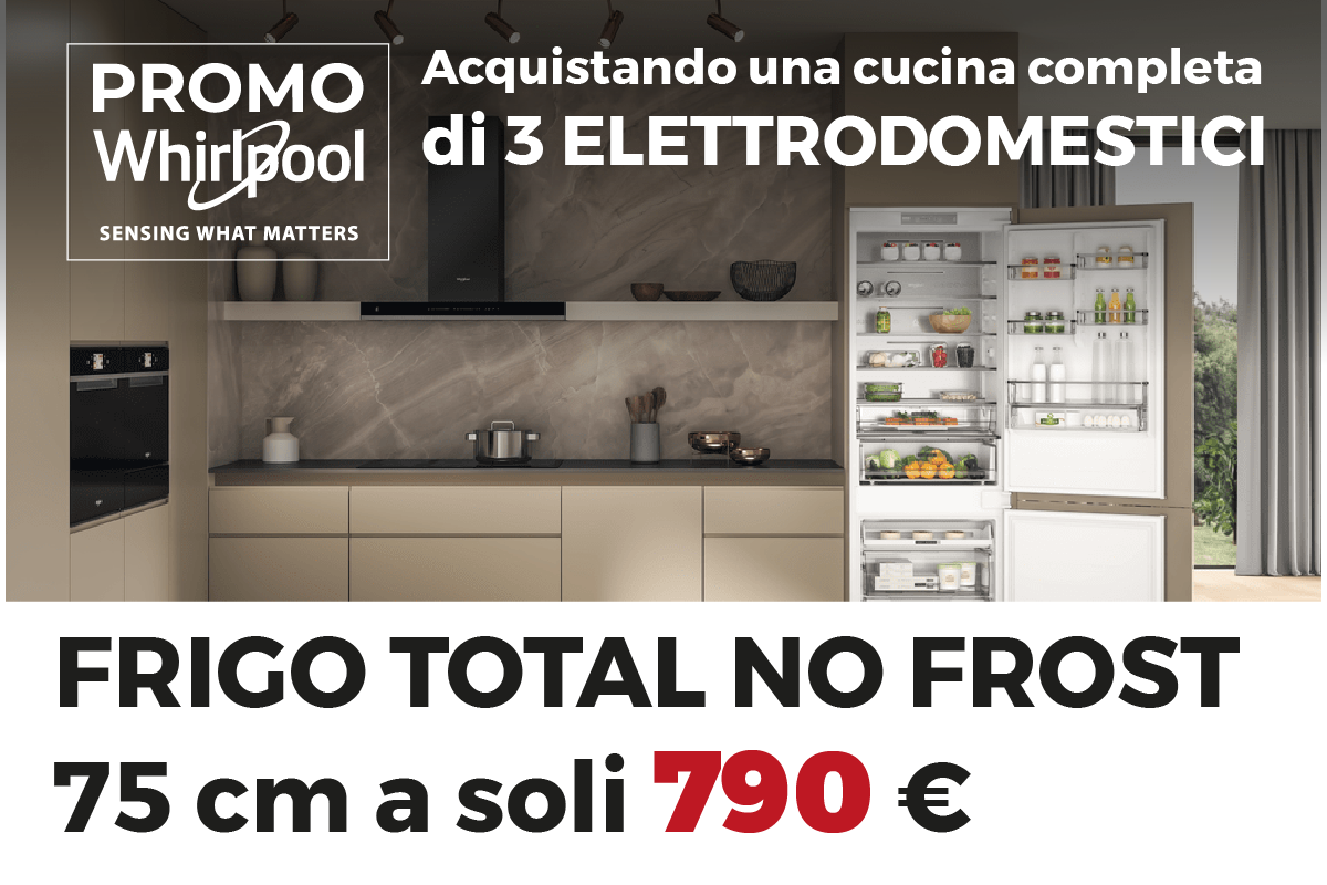 Offerta Cucine Arredo3 2024 - Con Cucina completa con elettrodomestici WHIRLPOOL Frigorifero 75 cm a prezzo speciale